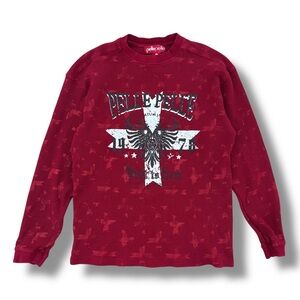 Vintage Y2K Pelle Pelle Long Sleeve Waffle Knit Shirt Red Size Large